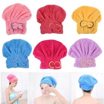 

6 Colors Dry Hair Hat Home Textile Microfiber Hair Turban Quickly Dry Hair Hat Wrapped Towel Bath Bathing Drying Towel Head Wrap