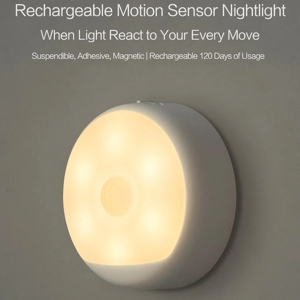 

Motion Sensor Light Rechargeable LED Night Light Infrared Magnetic with Hooks Stick Anywhere CLH@8