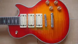 Бесплатная доставка Ace Frehley Budokan CUSTOM Вишневый sunburst CS OEM гитары 3 Зебра пикапы корпус из красного дерева одна часть шеи Пламя Топ