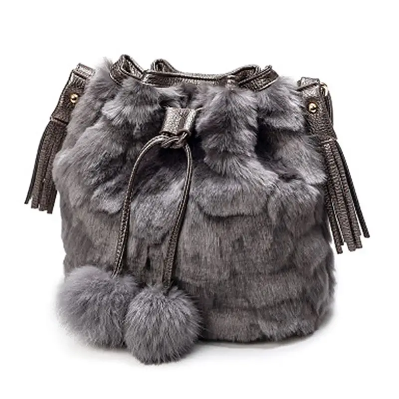 

Women Handbag Faux Fur Bucket Ladies Tote Shoulder Bag Hobo Bags Purse Satchel Crossbody