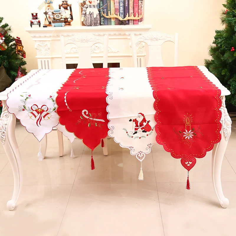 

Home Ployester Table Cloth Table Runner Mat Snowman Santa Claus Dining Tableware Decor New Year Party Christmas Decorations