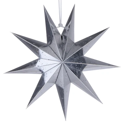 1 шт. 30 см винтажная 9 углов бумажная звезда 3D Висячие бумажные фонарики в виде звезд для рождества, свадьбы, душа, украшения для дома, поделки - Цвет: silver