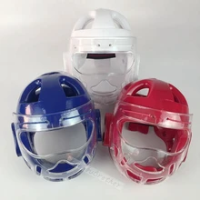 Белый синий красный тхэквондо защитный шлем карате Кикбоксинг Санда Защита головы с маской ITF WTF обучение протектор головной убор