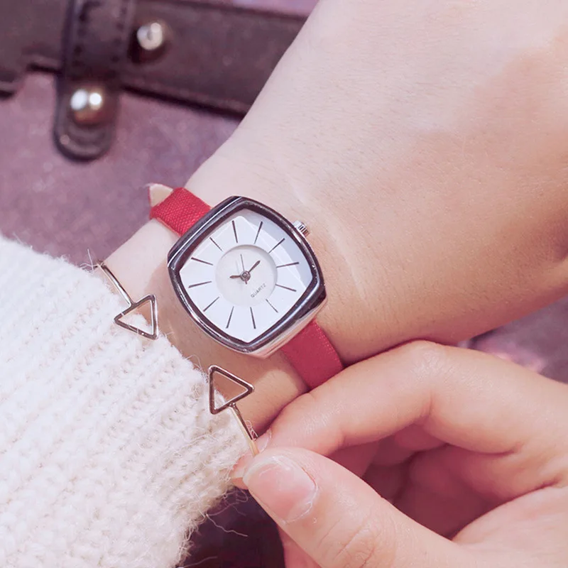 

Luxury Irregular Shape Ladies casual wristwatch women's Leather Strap Quartz watch Fashion Students simple Sport clock hours