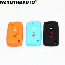 Силиконовый чехол ключ автомобиля 2 Пуговицы для Peugeot 206 207 307 308 407 408 Citroen C2 C3 C4 C4L C5 c6 Тюнинг автомобилей