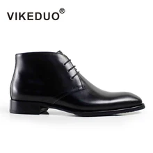 Vikeduo/; модные роскошные классические черные вечерние ботинки ручной работы; дизайн; зимние мужские ботильоны из натуральной кожи на меху