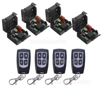

220V 1CH Wireless Mini Switch System 4 Receiver&4Transmitter Remote Controller 10A output state is adjusted