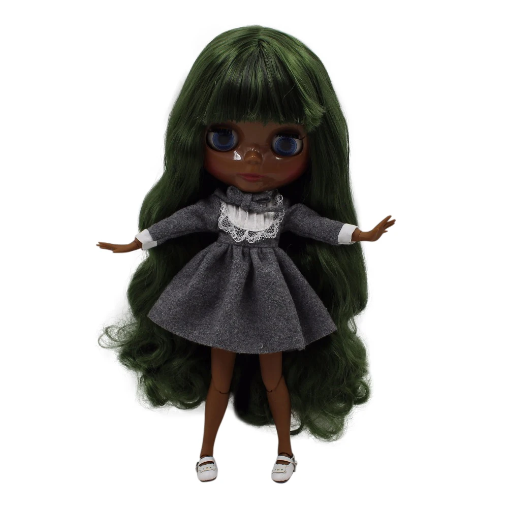 Ледяная кукла DBS Blyth 1/6 bjd шарнирная супер черная кожа темно-зеленые волосы для