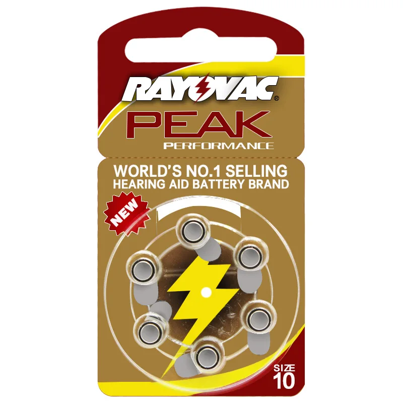 NEW 6 Pcs Zinc Air 1.4V Rayovac Peak Hearing Aid Batteries A10 10A ZA10 10 S10 Cell Button Battery Zinc Air 10/A10|Ear Care| - AliExpress