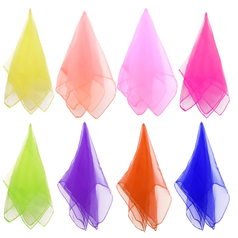 Dance Scarves 20 Pieces Juggling Scarves Magic Rhythm Band Scarves Multicolor Square 24 by 24 Inches