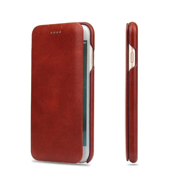 For Iphone 8 Plus Flip Case Business Genuine Cowhide Leather Cover For Apple Iphone 7 6 6splus