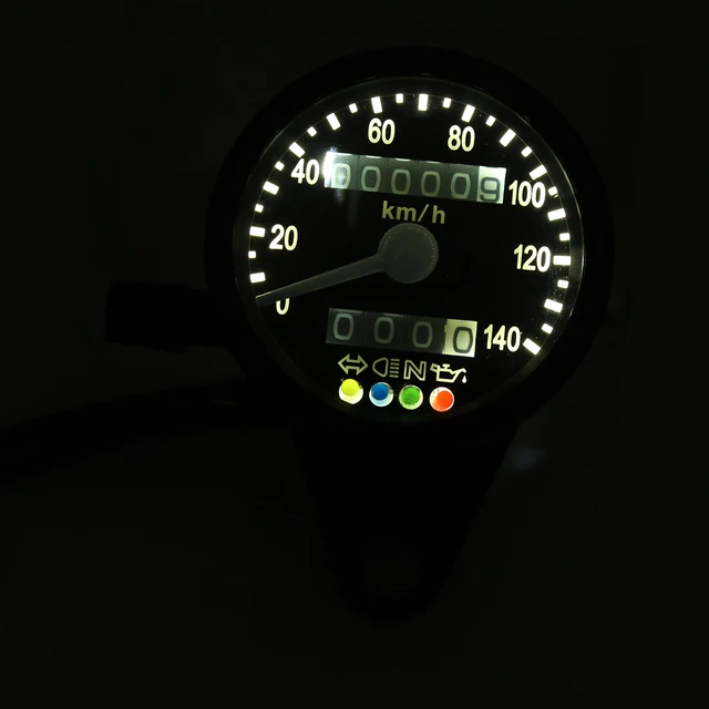 12V Motorcycle Dual Odometer KMH Speedometer Gauge Tachometer Gauge LED Indicator Back Light Signal Lamp