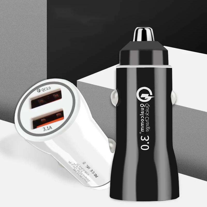 

QC3.0+3.1A Dual USB Car Charger Adapter USB Charging Port Car-styling Auto Charger For Phone Cars Tablet 2 Port Car charging