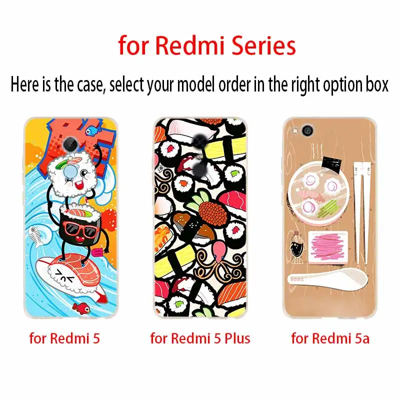 Мягкий силиконовый чехол для Xiaomi Redmi 9a 8a 7a 6a Note 9 8 7 6 5 Pro 9s 8t суши еды|Бамперы| |