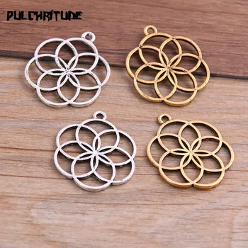 

10PCS 25*30mm Metal Alloy Two Color Flower Charms Pendants for Jewelry Making DIY Handmade Craft