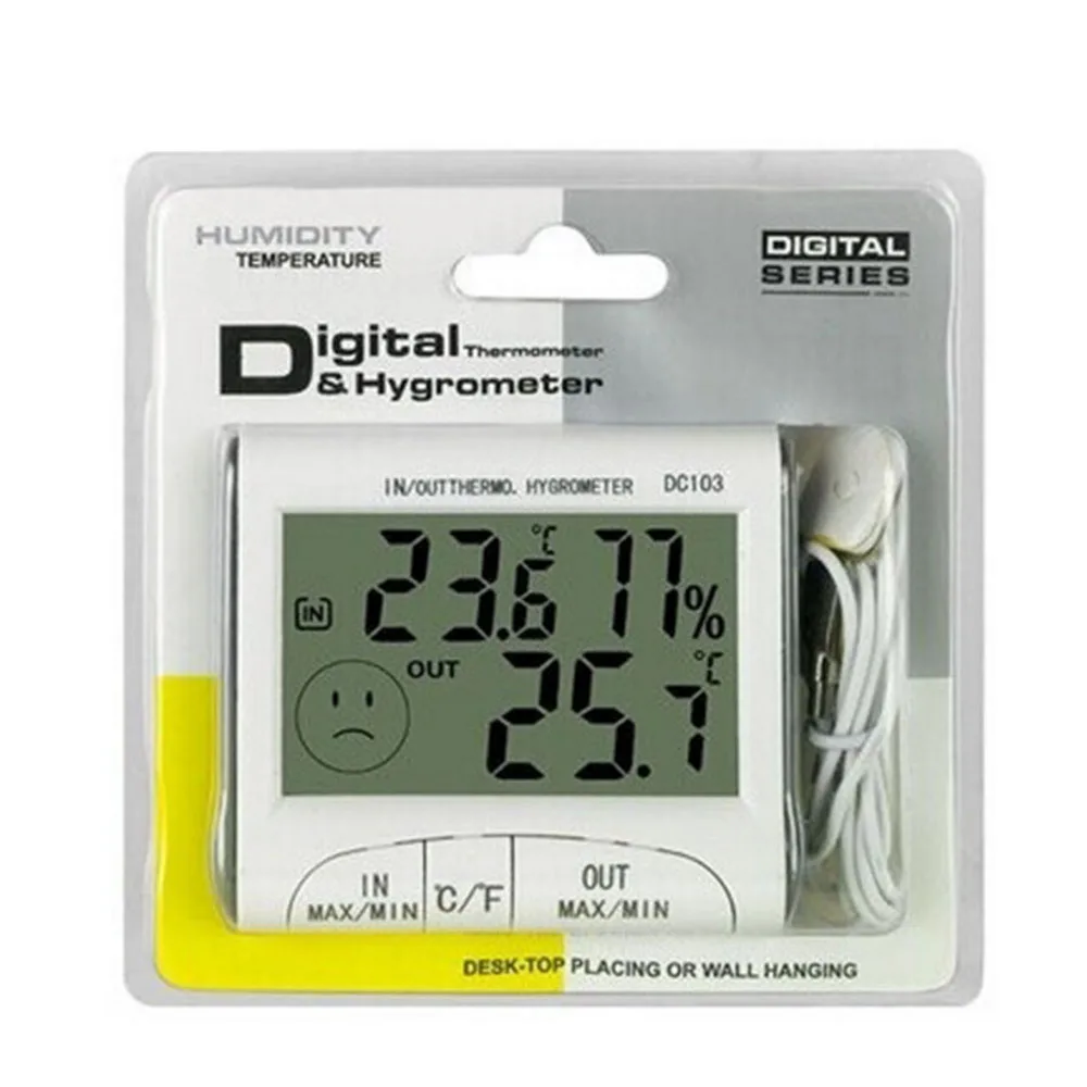 DC103 Indoor and Outdoor Thermometer Hygrometer with Clock Function