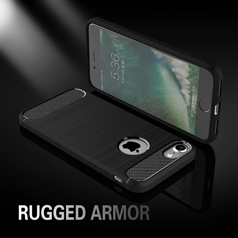 Best Luxury Business TPU Case For iPhone 7 6 5S 6S Plus 5 S SE Case Carbon Fiber Phone Cases Back Cover Plain Black Red Gray Color