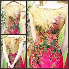 Новое поступление, роскошное длинное вечернее платье с кристаллами,, вечерние платья, кружевное вечернее платье с вышивкой бисером, на заказ, SW4