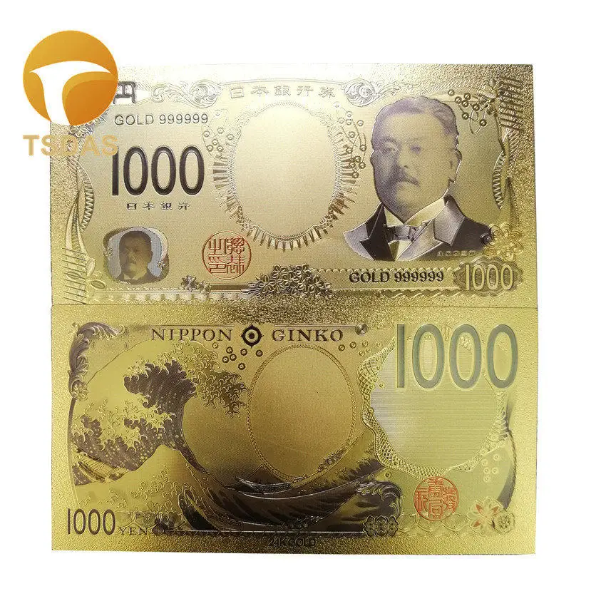 Милый персонаж из мультфильма японские банкноты Janpan 24k Золотая фольга с покрытием красочная Коллекция 10 шт./лот - Цвет: 1 thousand