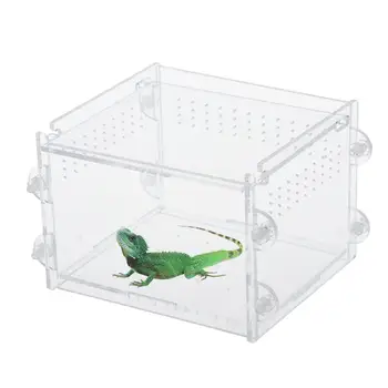 

Acrylic Transparent Reptile Amphibious Box Breathable Durable Flip Cover Reptile Cage Easy Install Lizard Breeding Box 20E