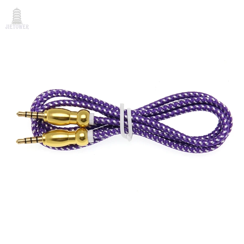 500pcs lot 2018 NEW HOT SALE Braided Metal Gourd Head AUX Car Audio Cable 3 5mm Car Audio Male to Male Audio Cable for headphone