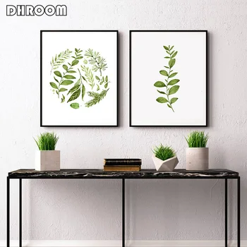 

Minimalist Wall Art Watercolor Leaves Fern Leaf Canvas Prints Painting Scandinavian Style Botanical Wall Decor Poster Art