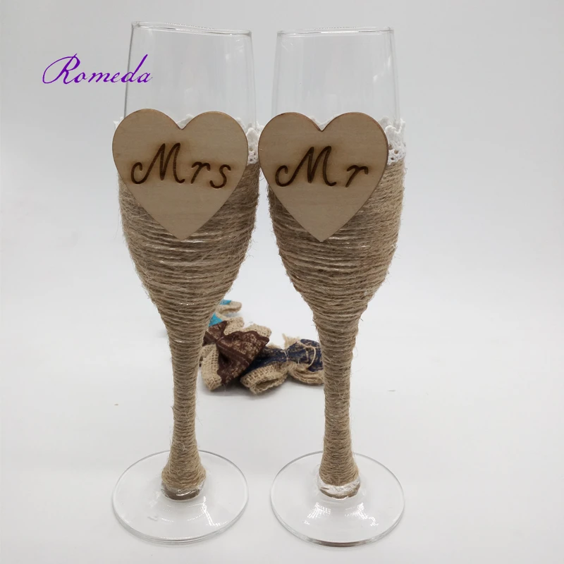 1 Pair Rustic Wedding Bridal Shower Gift Wedding Burlap Champagne