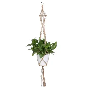 

Handmade Macrame Plant Hanger Flower Pot Holder Pot Lifting 4 Leg String Rope Cord, style MS05