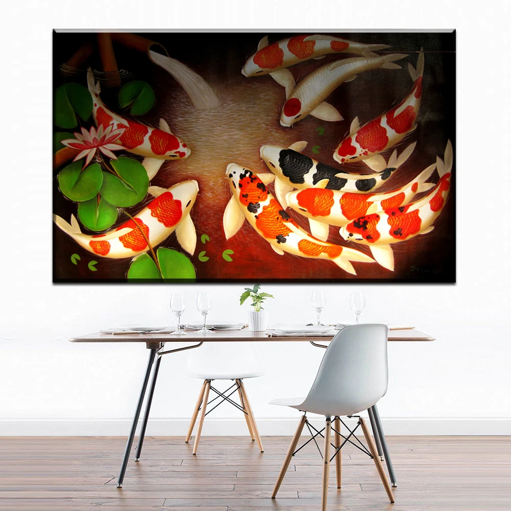 XX685 Koi Fish Wall Art китайская живопись Настенная живопись на холсте домашний декор Современная Настенная картина для гостиной