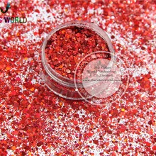 H321514-146 микс голографические красные цвета шестигранные формы блестки для дизайна ногтей и DIY украшения 1 упаковка = 50 г