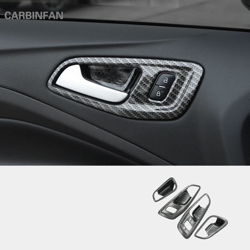 

For Ford Kuga Escape 2017 2018 4pcs/lot ABS carbon fiber Style Interior Door handle decoration cover trim frame car accessories