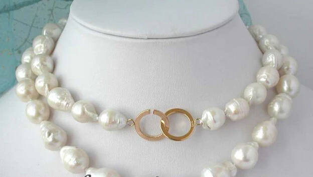 

bjc 0001874 Real 30" 18mm baroque white keshi reborn pearl necklace 14k (C0309)