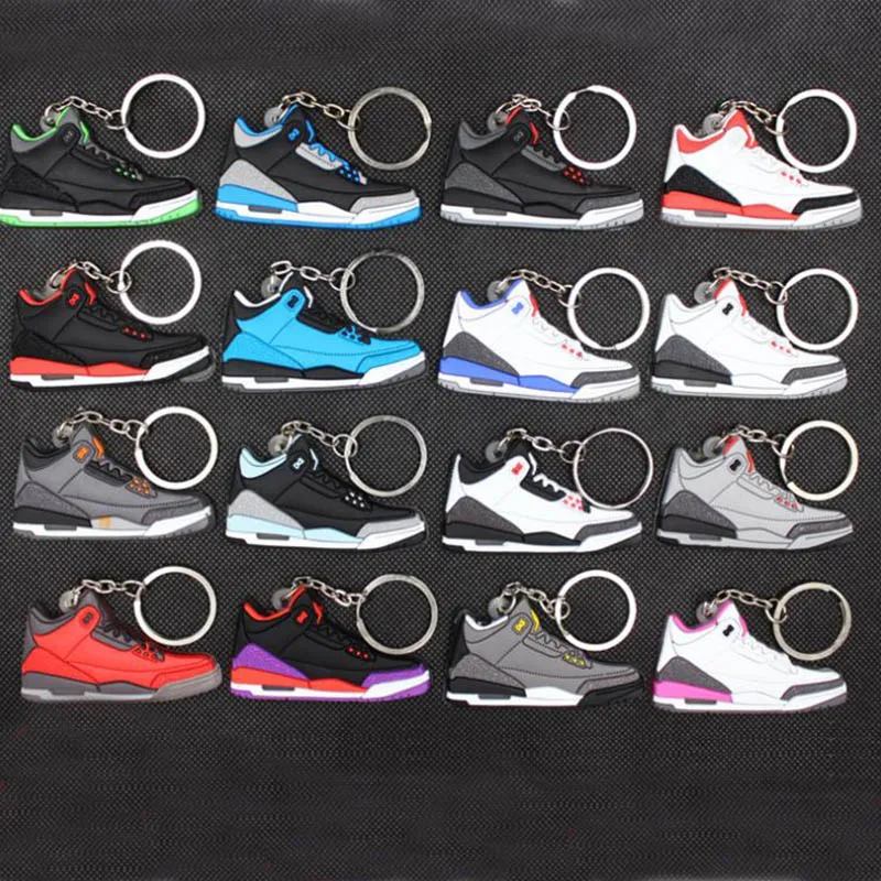 

Mini Silicone Jordan 3 Sneaker Keychain Woman Men Kids Key Ring Gift Key Holder Bag Charm Accessories Basketball Shoes Key Chain
