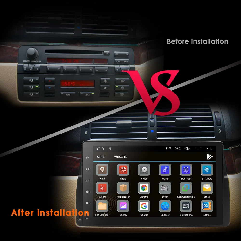 Discount Android 9.0 Navigation GPS 9 Inch Full Touch Multimedia Car radio forB MW 3 Series E46 / M3 1998-2006 with BT / RDS 3G 4G 7