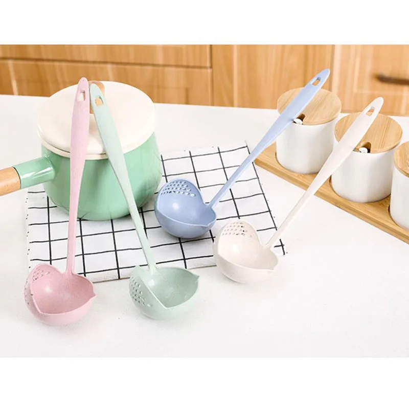 

Collisy Dawn Creative Soup Spoon Colander With Filter Dinnerware Wheat Straw Long Handle Lovely Porridge Kitchen Colander Tools