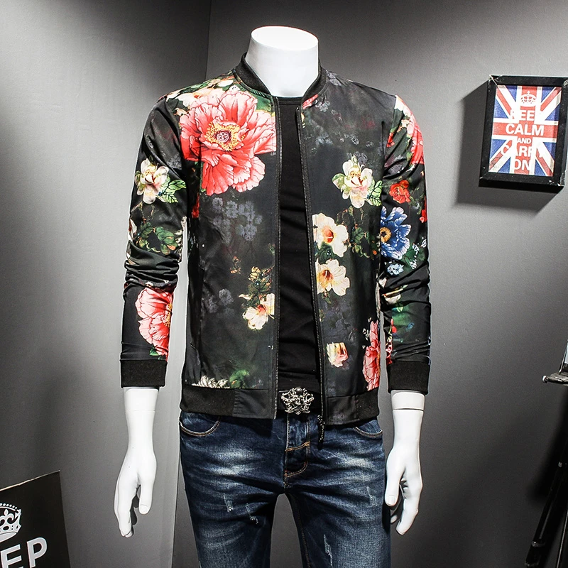 Chaqueta de hombre con estampado de flores en 2018 en la nueva chaqueta hombre qiantang edición 3019 han cultivar moralidad molde| Chaquetas| - AliExpress