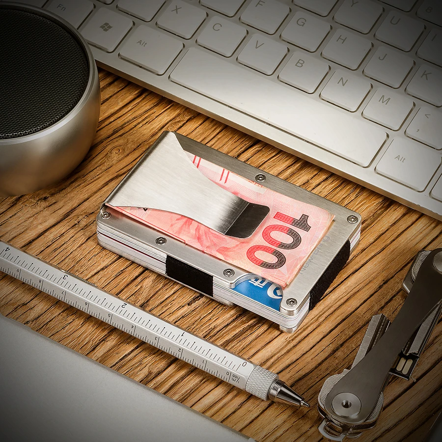 NewBring тонкий металлический кредитный рандомный с RFID защитой мини бумажник для