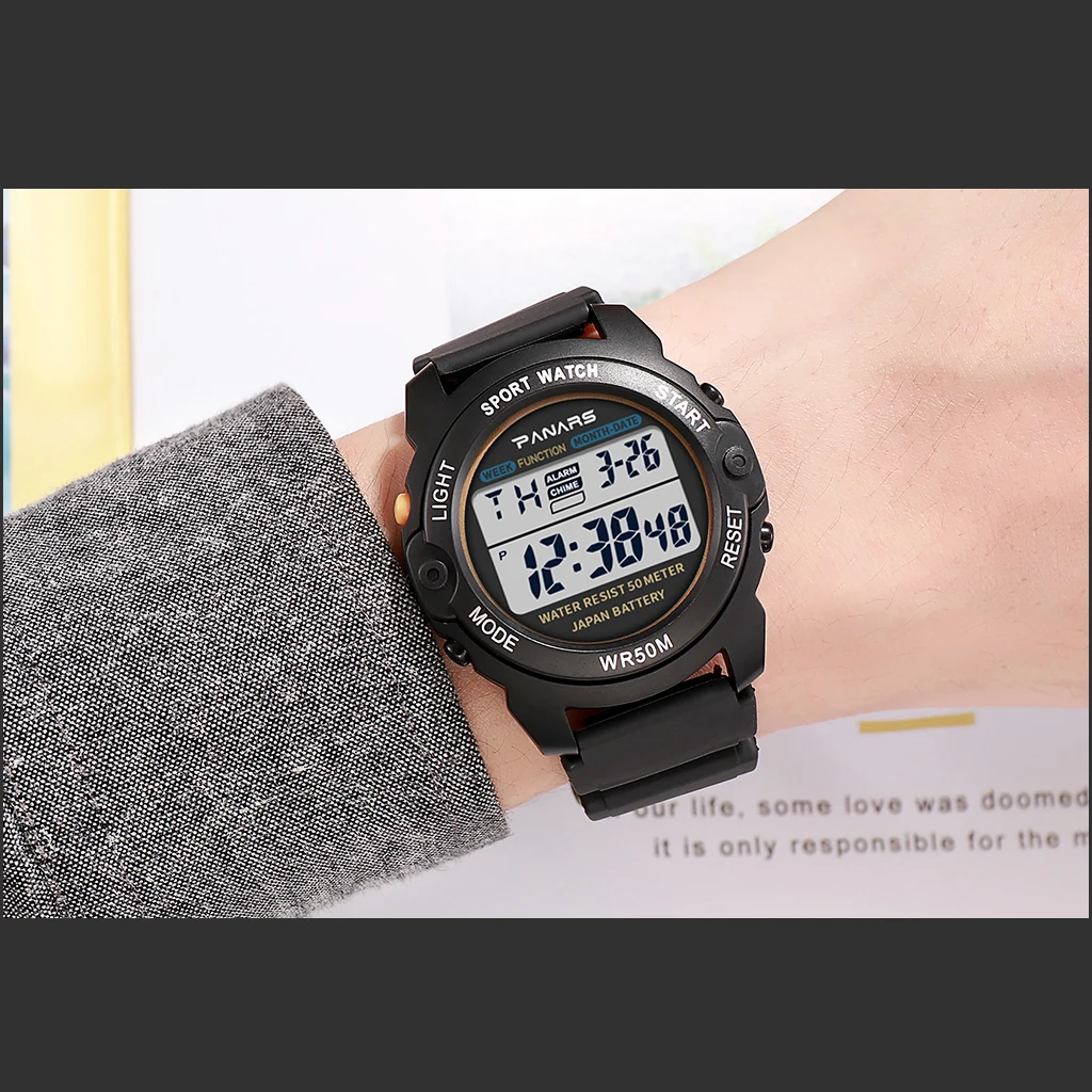 PANARS Electronic Watch Men's Sport Watches Waterproof&shock alarm Luminous Large-screen Digital Watch for men relogio masculino