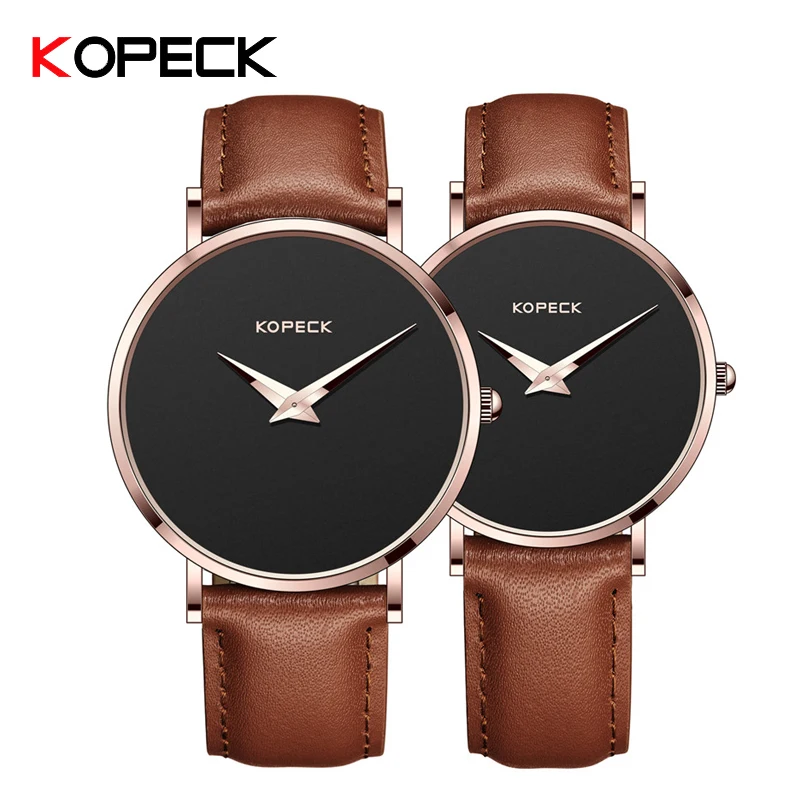 

KOPECK Top Brand Fashion Couple Watches For Men Women Waterproof Leather Strap Relogio Masculino Montres Homme Quarzt Clock