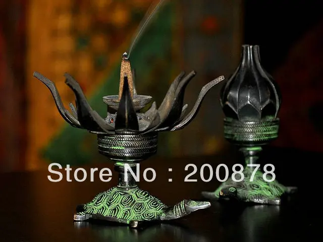 

HDC0698 Indian bronze lotus tortoise lamp,candleholder candle stick 100mm Resale and wholesale