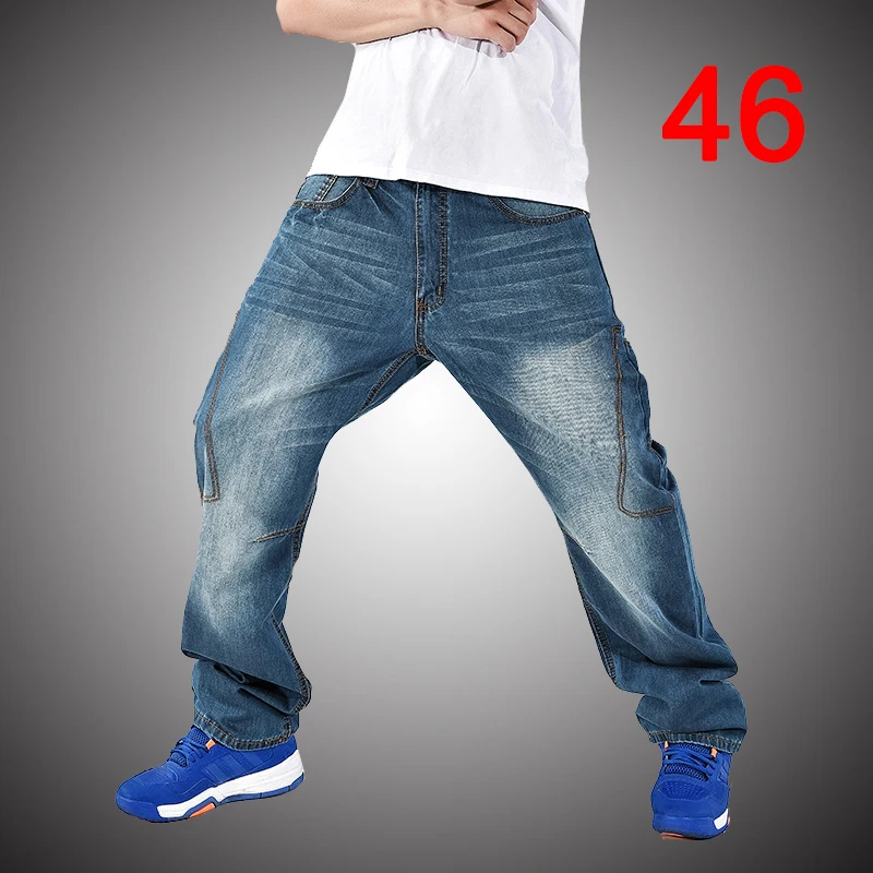 Baggy Jeans Men Denim Pants Loose Streetwear Jeans Hip Hop Casual Skateboard Pants for Men Plus Size Trousers Blue S95