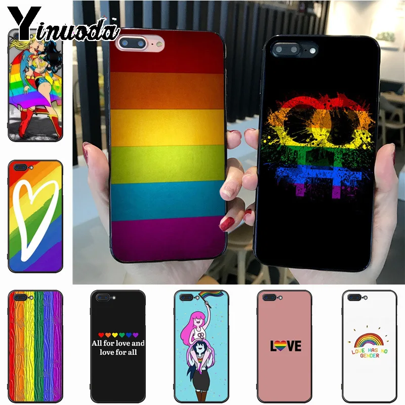 

Yinuoda Lesbian LGBT Rainbow Pride Adorable Colored Drawing Case for Apple iPhone 8 7 6 6S Plus X 5S 11pro SE 5C case Cover