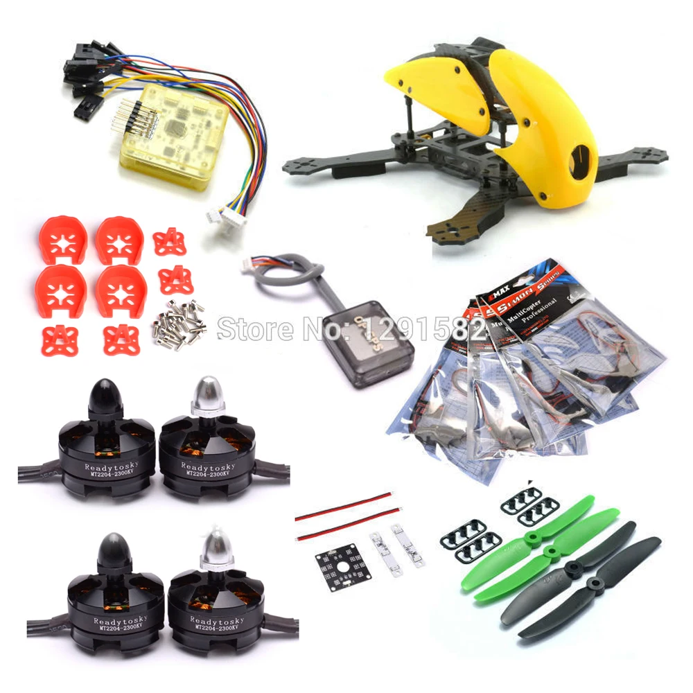 

1set Robocat 270 Carbon Fiber Frame CC3D EVO Controller Mini OP GPS 2204 2300kv Motor 12A Simonk ESC 5030 Prop For Quad
