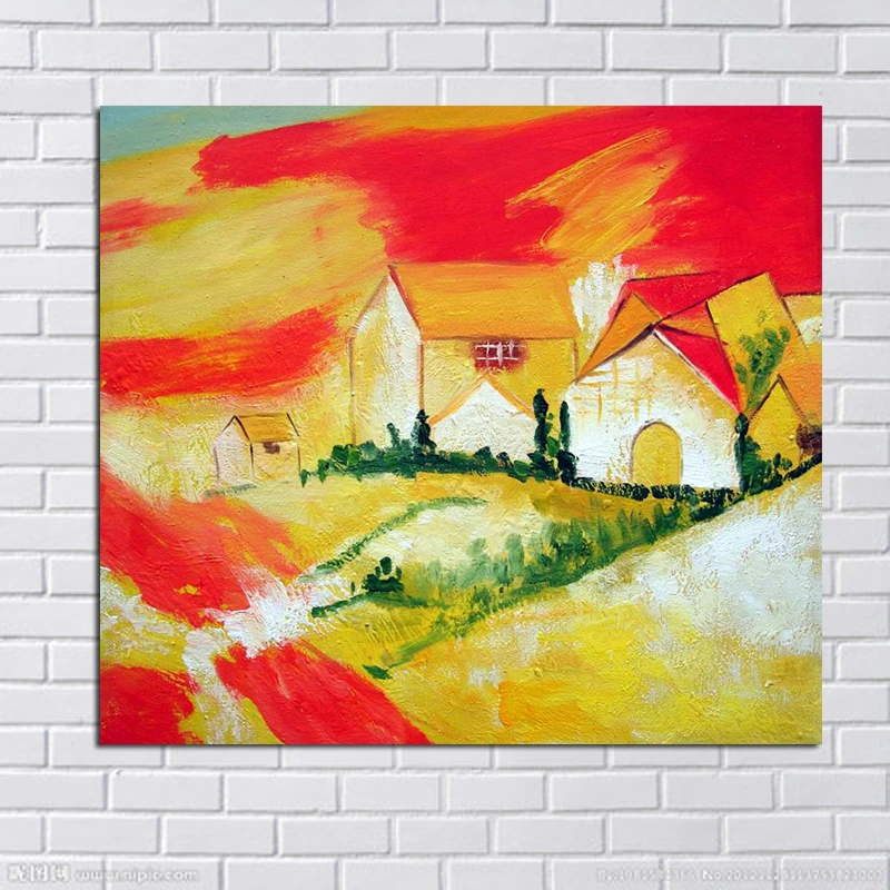 

Handpainted pastoral Pictures Lovely House Art on Canvas Modern Beautiful painting Wall Stickers Decorative Oil Paintings gift