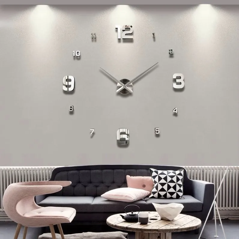 Новое украшение для дома большие зеркальные настенные часы современный дизайн 3D DIY большие декоративные настенные часы уникальный подарок