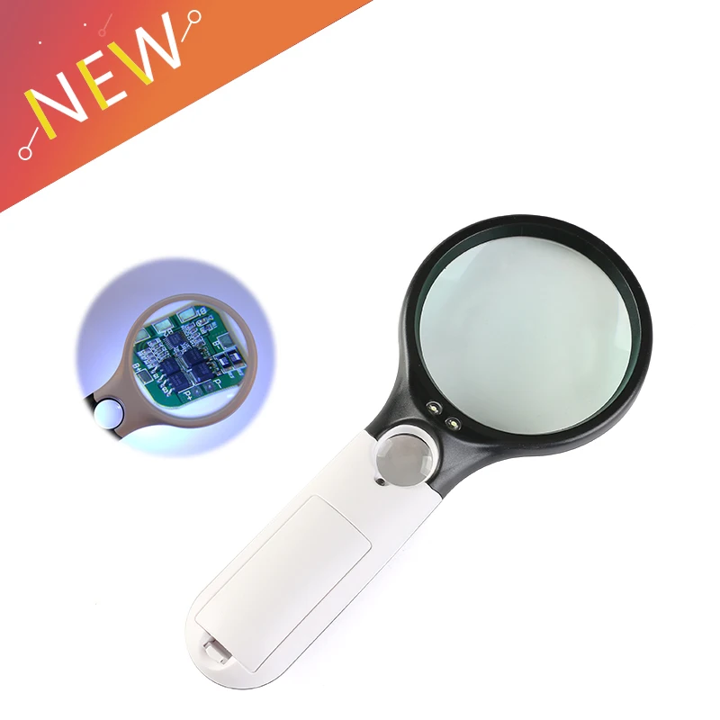 

Handheld 3X 45X Illuminated Magnifier Microscope Magnifying Glass Aid Reading for Seniors loupe Jewelry Repair Tool With 3 LED