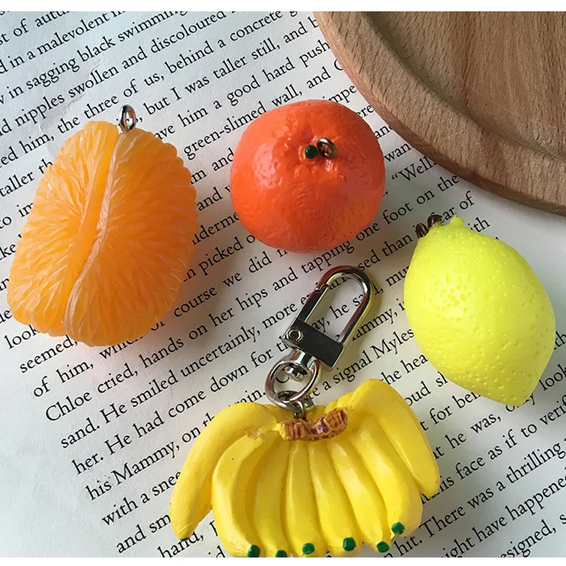 

1pc Creative Simulation Fruit Banana Charms 3D Pendant Findings Lemon Orange Keychain Necklace Jewelry DIY Accessory P20