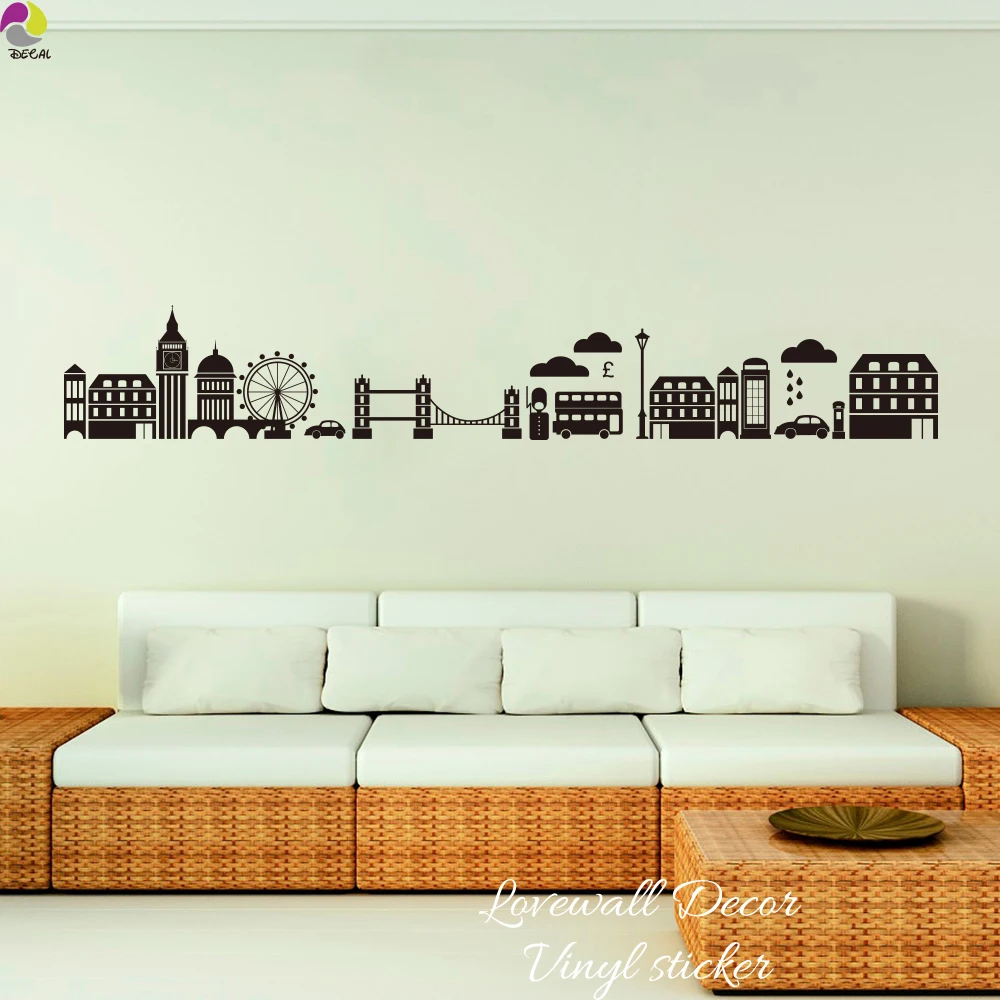 London Skyline Wall Sticker Living Room Sofa London Landmark Wall Decal London Dorm Decor Cityscape  Modern Nursery Decor Vinyl (3)