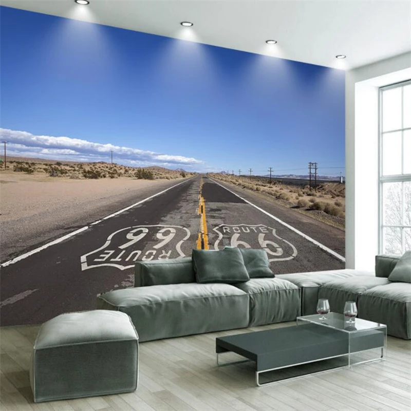 beibehang Custom Wall paper 3D Extreme Space 66 Highway Tooling Living Room TV Backdrop Decorative Paintings | Обустройство дома