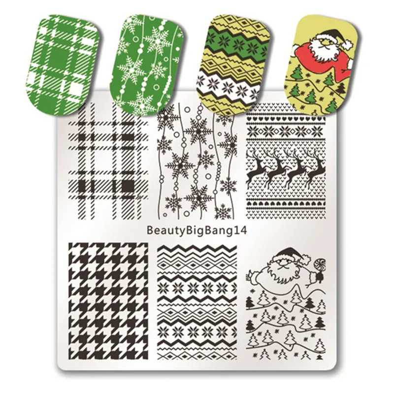 

BeautyBigBang 5PCS Nail Stamping Plates 6cm Set New Xmas Snowman Pattern Nail Design Nail Art Stamp For Nails Template